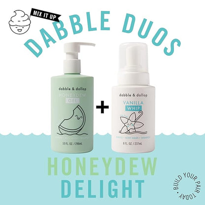 Dabble & Dollop Honeydew Melon + Vanilla Body Wash & Shampoo - 3 in 1 Natural Bubble Bath for Kids, USA-Made, Paraben & Sulfate Free, Vegan, Gluten-Free, Tear-Free (Pack of 2)