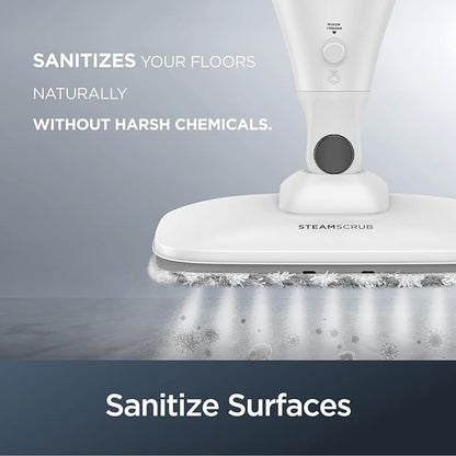 Eureka Multifunctional Steam Mop for Hard Floors and Rugs, Lightweight, Convenient Detachable Handheld Unit, Laminate/Hardwood/Tiles/Carpet/Kitchen, NEM100, White