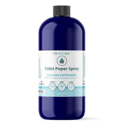 Toilet Paper Spray - As Seen on Shark Tank, More Natural Personal Cleansing Wipes & Flushable Wet Wipes Alternative, Cooling Peppermint, 32 fl oz Refill