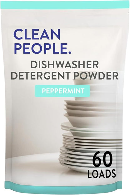 The Clean People Dishwasher Detergent Powder | Cuts Grease and Rinses Sparkling Clean | Residue-Free | Peppermint, 60 Load