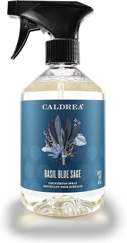 Caldrea Multi-surface CounterTop Spray Cleaner, Made With Vegetable Protein Extract, Basil Blue Sage, 16 Fl Oz