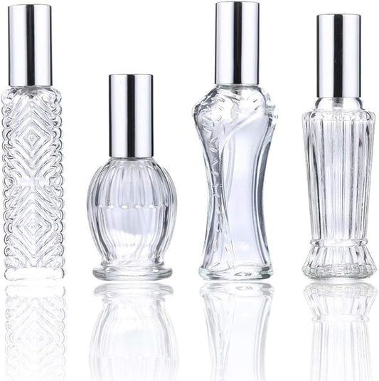 H&D HYALINE & DORA Vintage Refillable Perfume Bottles Glass Empty Spray Bottle and 3ML Refillable Crystal Perfume Bottle Empty, Clear Crystal Cut Travel Perfume Bottle