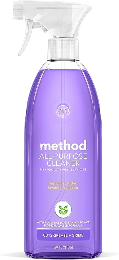 Method All Purpose Cleaner Lavender, Method Multipurpose Cleaner Refill 68 oz. and Cleaner Spray Bottle 28 oz. with Microfiber Towel