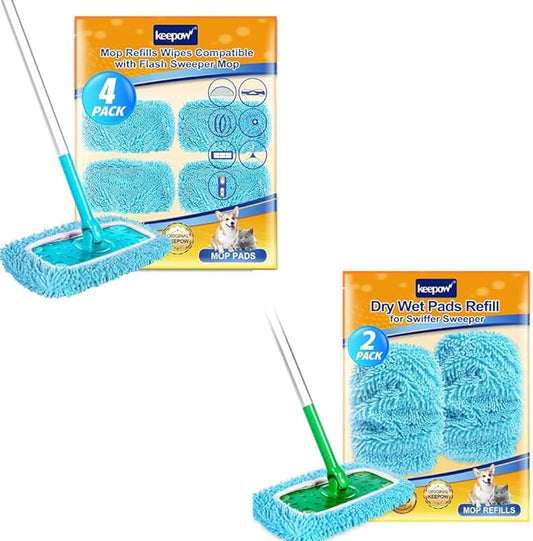 6 Pack Dry Pads Refill for Swiffer, Sweeper Dry Cloths, Reusable Mop Pads for Swiffer