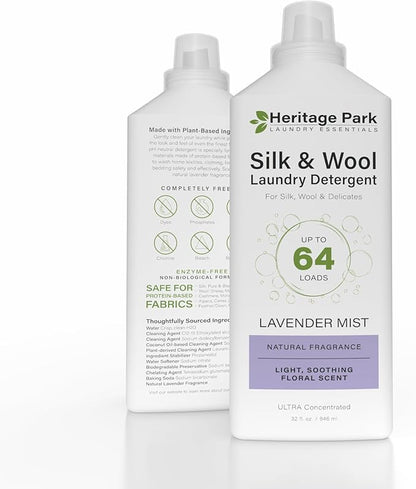 Heritage Park Silk & Wool All-Natural Lavender Mist Scent, pH-Neutral Laundry Detergent – Enzyme-Free, Concentrated Up to 64 loads (32 fl oz)