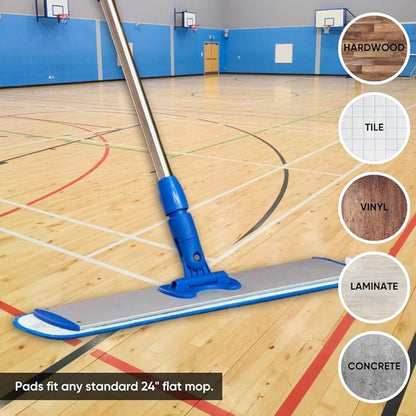 Microfiber Wholesale™ 36 inch Microfiber Mop Pads - Machine Washable, Reusable, Refills & Replacement Wet Mop Heads Compatible with Any Microfiber Flat Mop System (18 Pack)