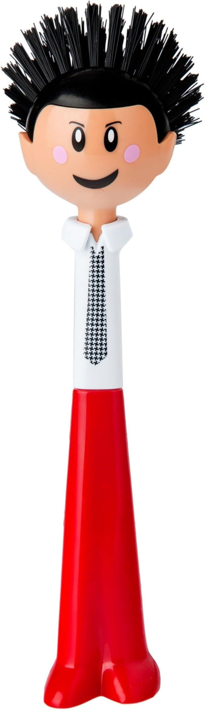 Vigar Dolls Orlando Dish Brush, Dish Brush with Handle that is Ergonomic, Kitchen Brushes for Dishes and Sink Scrub Brush for Cleaning, Red and Black