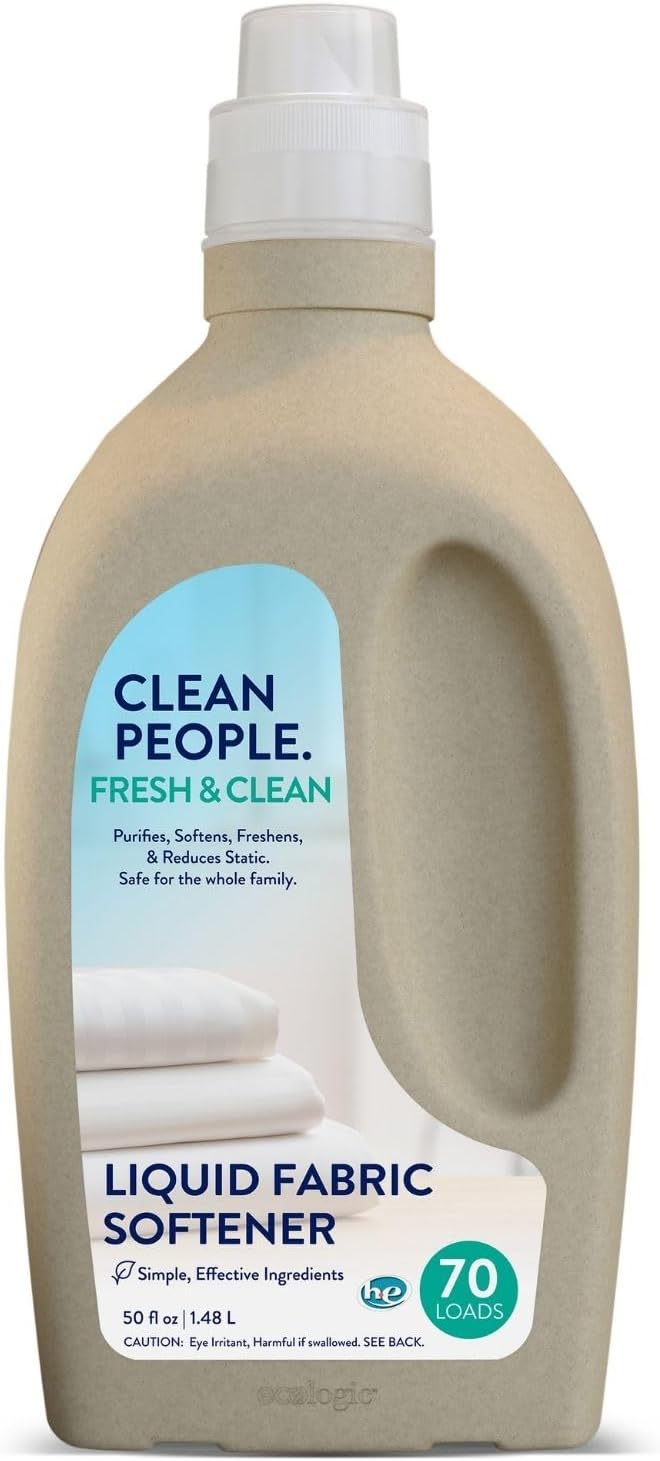The Clean People Liquid Fabric Softener - Softens & Removes Static Cling - Vegan (50 Fl Oz, Fresh & Clean)