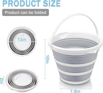2-Pack Collapsible Buckets - 2.6 Gallon (10L) Large Capacity, Essential for RV, Garden Cleaning, Car Washing, Camping, Fishing, Multi-Purpose Durable Portable Buckets, Easy Storage, Use Anywhere