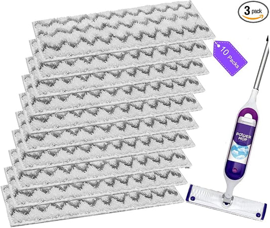 Upgraded Spray Mop Refills Pads for PowerMop, Reusable Mop Refill Pads Replacement Head for Power Mop, Microfiber Mopping Pads for Multi-Surface Floor Cleaning (Reusable 10 Packs)