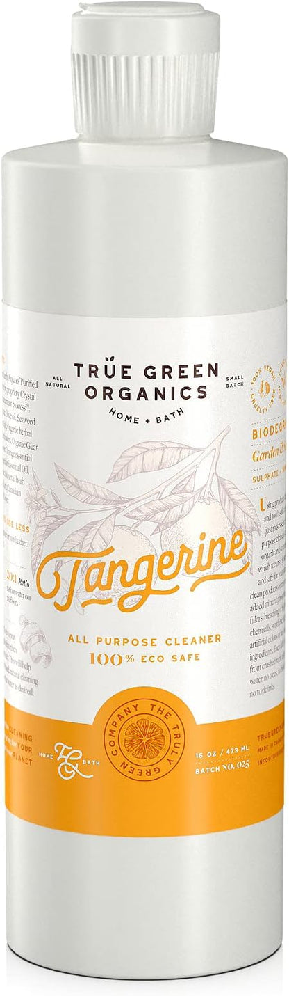 100% Organic All Purpose Cleaner | Household Cleaning | Multi Surface | Glass | Kitchen Countertop | Bathroom Toilet Tub & Shower | Non Toxic | Hypoallergenic | Hyper Concentrated | Tangerine