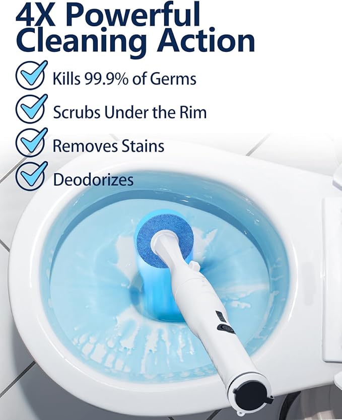 36PCS Disposable Toilet Brush Heads for Leebein HK-047 Electric Toilet Brush, 36 Wand Refills for Leebein Electric Toilet Bowl Cleaning Brush, 3 Layer Sponge Brush with Cleaner, Machine Not Included