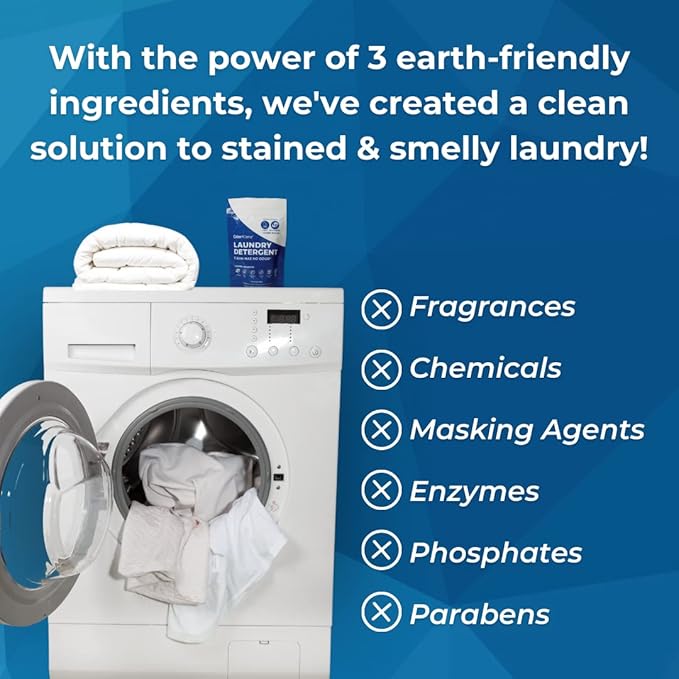 Powder Laundry Detergent, Odor and Stain Removal for clothes, towels, linens, etc., Non-toxic, Hypoallergenic, Unscented, Safe and Gentle on clothes and skin