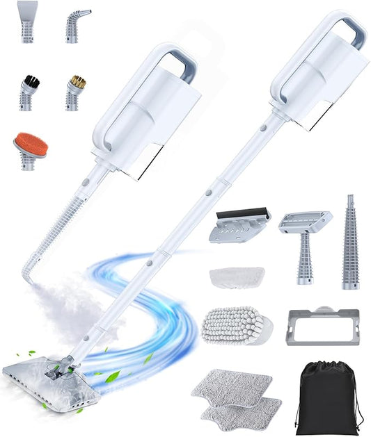 LABIGO 10-in-1 Steam Mop with Detachable Handheld Steamer, 350ml Tank, 10s Heat-Up, 248°F Steam Cleaner, 2-Level Control and Swivel Head for Floors, Carpets, Tiles - Lightweight and Multi-Surface