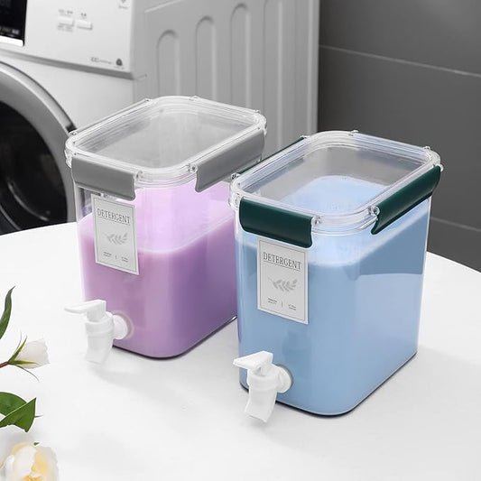 Laundry Detergent Dispenser Beverage Refrigerated Bucket with Faucet Fabric Softener Container for Detergent, Lemonade Juice, Milk, Fabric Softener, Bleaching Agent, Blue