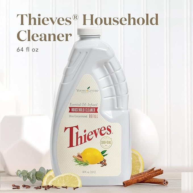 Young Living Thieves Household Cleaner Refill | 64 fl oz | All-Surface Home Cleaner | Plant-Based | Pet-Safe Formula | Water and Essential Oil Infused