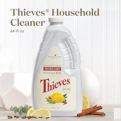 Young Living Thieves Household Cleaner Refill | 64 fl oz | All-Surface Home Cleaner | Plant-Based | Pet-Safe Formula | Water and Essential Oil Infused