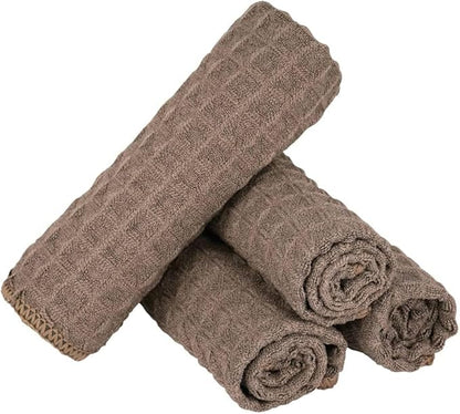 Barista Micro Cloth 4 Pack - watchget Microfiber Barista Cleaning Towels Coffee Cleaning Accessories for Espresso Machine, Steam Wand, Countertop, Kitchen Dish Cloth Waffle Weave Brown(12"x12")