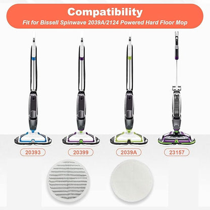 Spinwave Mop Replacement Pads for Bissell Spinwave 20399 23157 23159 2039A 2124A 20393 2039T 2039W 20391 20395 2307 2315A Hard Floor Mop Refill Heavy Scrub Pad- Part #1611297 & 1611298 (6+6)