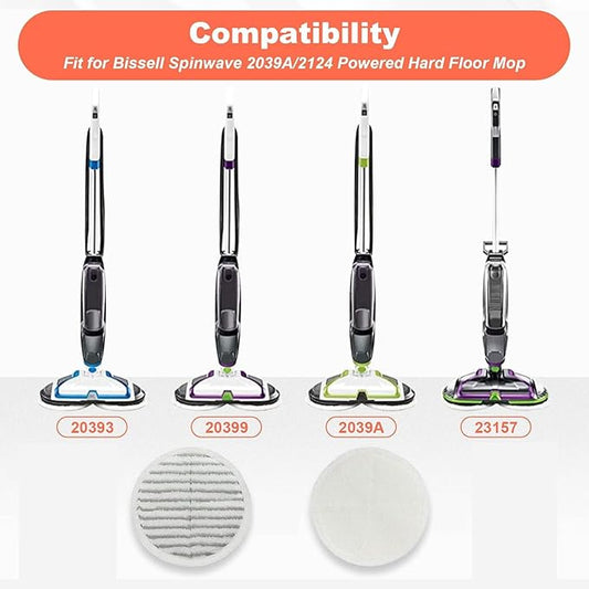 Spinwave Mop Replacement Pads for Bissell Spinwave 20399 23157 23159 2039A 2124A 20393 2039T 2039W 20391 20395 2307 2315A Hard Floor Mop Refill Heavy Scrub Pad- Part #1611297 & 1611298 (6+6)