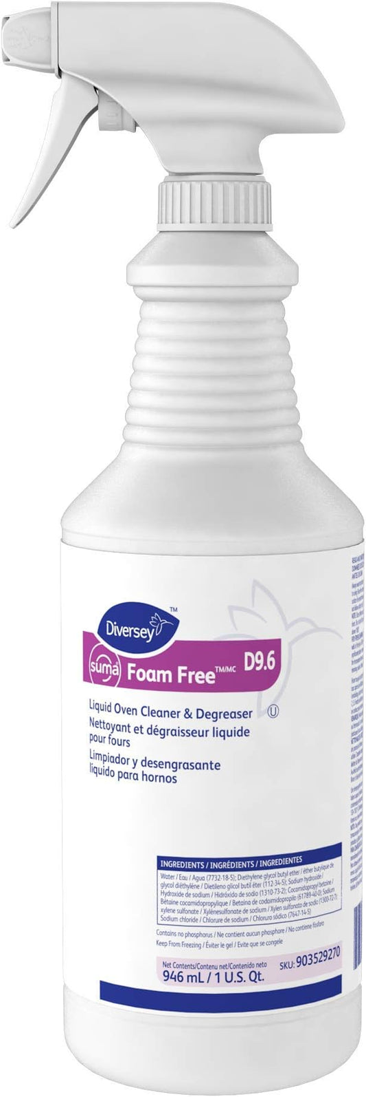 Diversey Suma 903529270 Foam Free Liquid Oven Cleaner and Degreaser D9.6, 12 x 32 oz./946 mL Spray Bottles (Pack of 12)