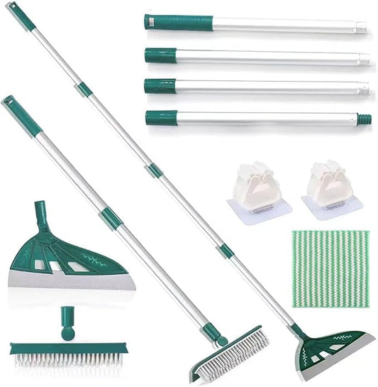 Magic Broom - Multifunction Silicone Sweeper, Household Window Squeegee, Pet Hair Remover for Indoor Cleaning, Bathroom, Dog Broom Brush Set (Green)