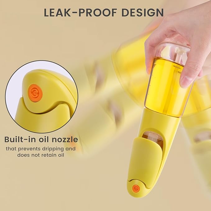 Oil Sprayer for Cooking, Atomization Olive Oil Dispenser Bottle for Cooking,Glass Olive Oil Sprayer, Patented Product,Continuous Spray with Portion Control, for Kitchen, Air Fryer, Salad, BBQ (Yellow)