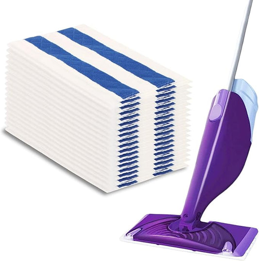 30 Count Floor Cleaner Spray Mop Pads,Multi-Layer Dry Refills Compatible with Swiffer WetJet & All 10-11'', Wet Dry Mop Refill Pads