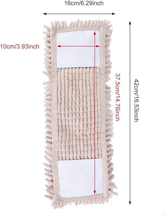 Reusable Dry Sweeping Cloths, Chenille Reusable Mop Pads Floor Mop Pads Refills Flat Mop Pads Flat Replacements Heads for Floor Cleaning(Cream-Coloured)