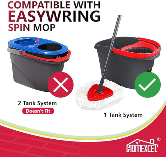 HOMEXCEL Mop Replacement Heads Compatible with O-Cedar EasyWring Spin Mops 3 Pack-Washable Microfiber Spin Head Refills-Easy Cleaning Mop Head Replacement