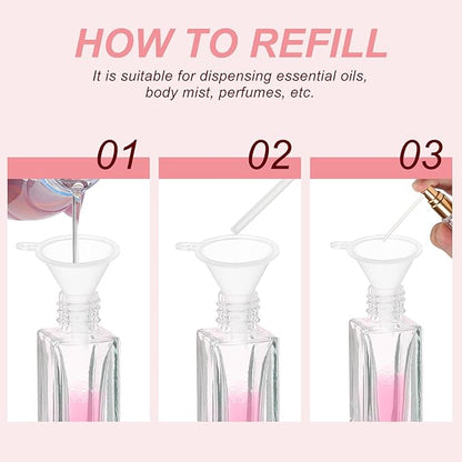 uxcell 8ml Glass Mini Perfume Bottles, 20Pcs Fine Mist Bottles Refillable Empty Mini Spray Bottles with Aluminized Nozzle for Perfume, Travel Liquid, Essential Oil (Clear/Black)
