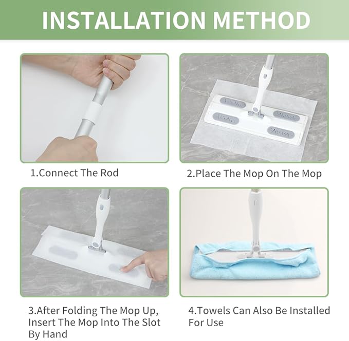 CQT Sweeper Daily Cleaning Starter Kit 2-in-1 Wet Dust Hardwood Fllor Flat Mop Dry and Wet Multi Surface Floor Cleaner (MOP)