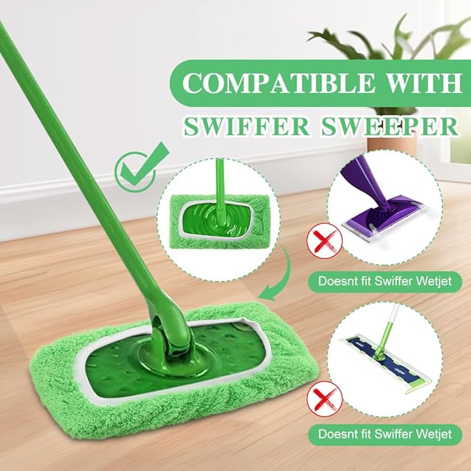 12pcs Reusable Mop Pads Refills Compatible with Swi-ffer Sweeper Mop, Dry Sweeping Cloths & Wet Mopping Cloths for Household Cleaning