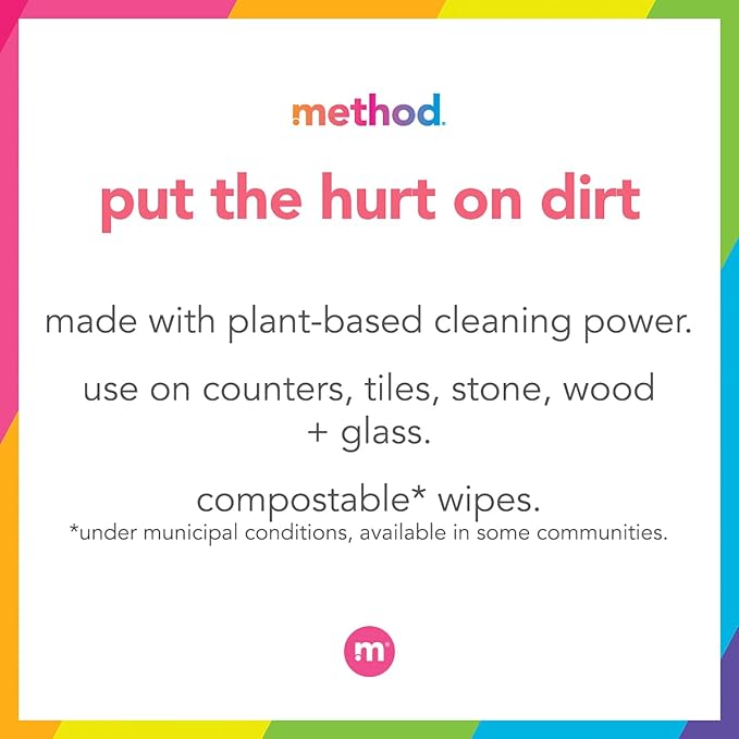 Method All-Purpose Cleaning Wipes, French Lavender, Multi-Surface, Compostable, 70 Count (Pack of 6)