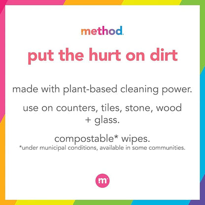Method All-Purpose Cleaning Wipes, French Lavender, Multi-Surface, Compostable, 70 Count (Pack of 6)
