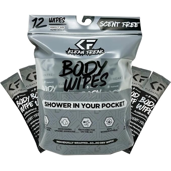Body 12-Count Wipes - Original Disposable Wipes, Individually Wrapped for the Gym, Workout, Hiking, Travel, and Sport (Scent Free)