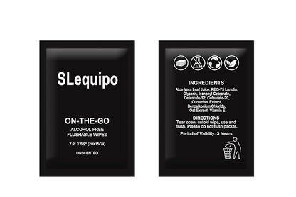 100 Pcs Flushable Wet Wipes, Aloe Vera for Butt, Hands, Face Cleaning, Sufficient Quantity, Individual Wrapped, Portable Size, Ideal for Daily Use, Plant Based, Black