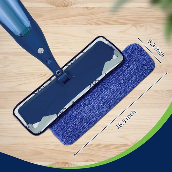 18 inch Mop Pads Refills, 6 Pack Microfiber Reusable Replacement Mop Pads Flat Replacements Heads for Wet Or Dry Floor Cleaning and Scrubbing, Blue Cloth