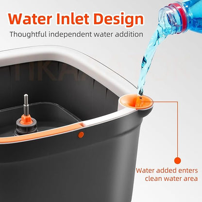 Spin Mop and Bucket Set with Self Separation System 360° Spinning Self-Wringing, Mops and Buckets for Floor Cleaning-with Replaceable Mop Cloths-2Pads-Dark Gray
