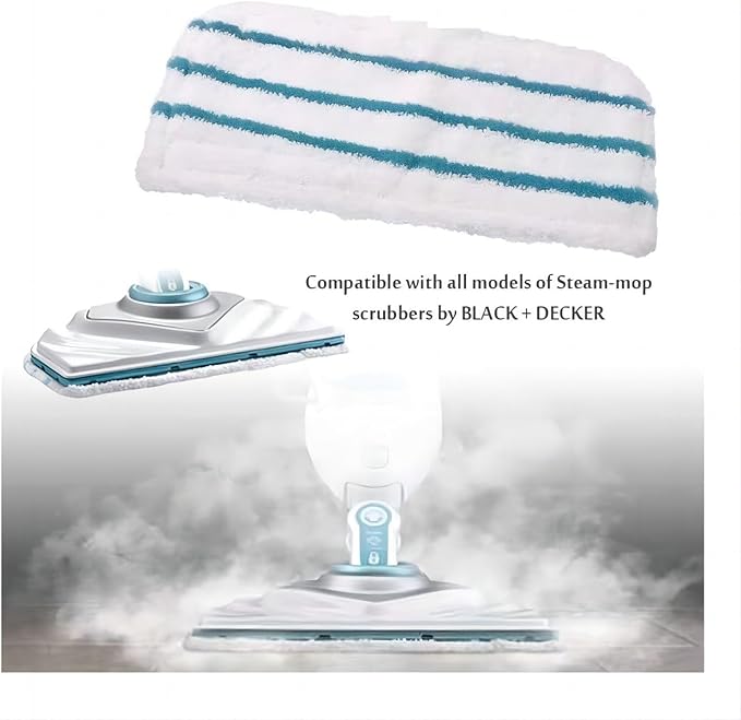 4 Packs Replacement Mop Pads Compatible with Black & Decker Steam Mop SM1600 SM1610 SMP20 Series HSMC1361SGP BDH1855SM, Microfiber Reusable Washable Mop Pads for Floor Cleaning
