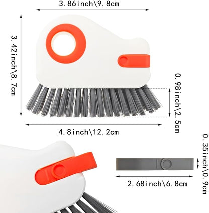 2 Pack Window Cleaning Brush, Window Track Kitchen Cleaning Brushes with A Fluted Dustpan, Hard Bristle Crevice Cleaning Brush for Sliding Door Track, Window Sill, Window Seal