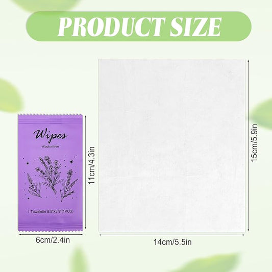 Individual Hand Wipes Wet Wipes Travel Size,Wet Wipes Individually Wrapped Bulk Cleansing Travel Size Wipes for Wedding Travel Restaurant Barbecue (1 Count (Pack of 60), Lavender)