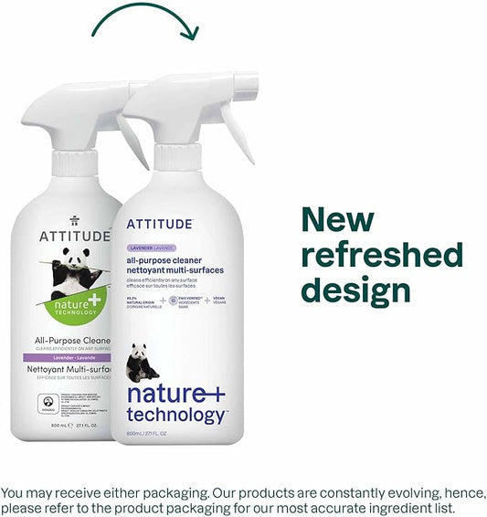 ATTITUDE All Purpose Cleaner, EWG Verified Multi-Surface Products, Vegan, Naturally Derived Multipurpose Cleaning Spray, Lavender, 27.1 Fl Oz (Pack of 6)