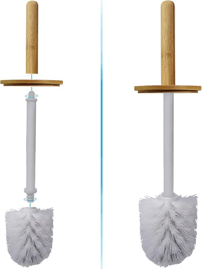 Blue Donuts Toilet Brush with Bamboo Handle, Compact Bathroom Cleaner, White
