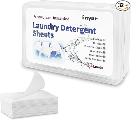 Laundry Detergent Sheets, Laundry Sheets for Traveling, Ultra-Concentrated，Fragrance-Free, For Borh Travel and Home Use - 1 Pack / 32 Loads