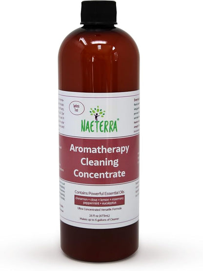 Naeterra Aromatherapy Cleaning Concentrate 16 oz makes 6 Gallons of Natural, Eco-Friendly Multi-Surface Cleaner loaded with Essential Oils – Non-Toxic, Synthetic Free Powerful & Refreshing Clean