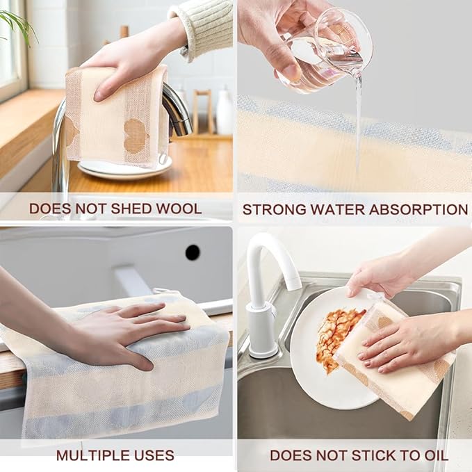 Bamboo Dish Cloths Towels Kitchen Cloths for Cleaning Dishcloths for Kitchen Washable Absorbent Machine Washable 12" x 12" 10PCS (30x30 cm, Solid Color) (Heart)