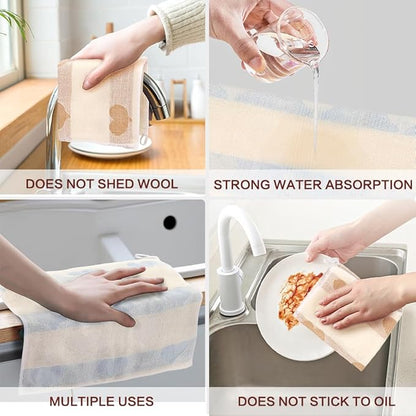 Bamboo Dish Cloths Towels Kitchen Cloths for Cleaning Dishcloths for Kitchen Washable Absorbent Machine Washable 12" x 12" 10PCS (30x30 cm, Solid Color) (Heart)