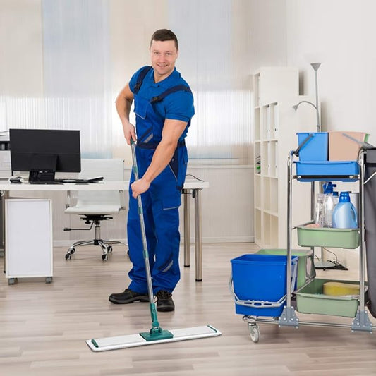 CQT Commercial Flat Microfiber Floor Mop Cleaning System 24" Inch Wet Dry and Dust Hardwood with 4 Washable Pads Cleaner for Laminate Tile Stainless Steel Handle and Extension (PT14 Green)