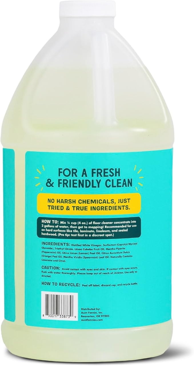 Aunt Fannie's Ultra Concentrated Floor Cleaner Vinegar Wash, Multi-Surface Floor Cleaner For Mopping, Value Size, Bright Lemon Scent, 64 oz
